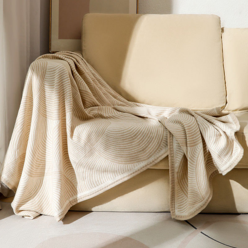 Luxury Home Textiles Usa - 高級円弧プリント糸毛布 120X150Cm ポータブル飛行機毛布 旅行用 肌に優しい昼寝ショール オフィス用