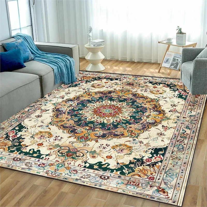 Luxury Home Textiles Usa - ヴィンテージペルシャ風エリアラグ 高級オリエンタルカーペット リビングルーム寝室用 滑り止めフロアマット ホームデコレーション