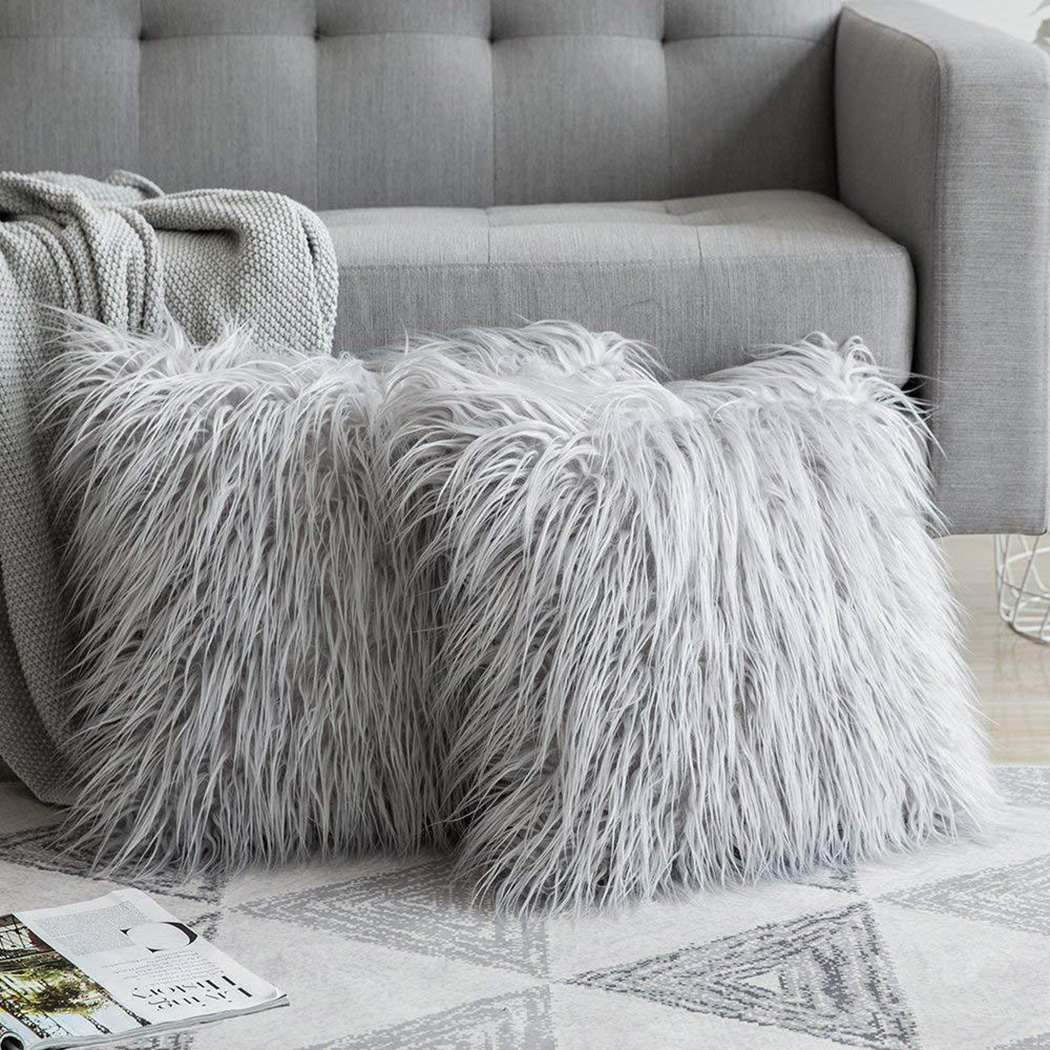 Luxury Home Textiles Usa - 長くて柔らかい毛皮の枕カバー,豪華な正方形の豪華な枕カバー,家の装飾,冬用,45x45cm