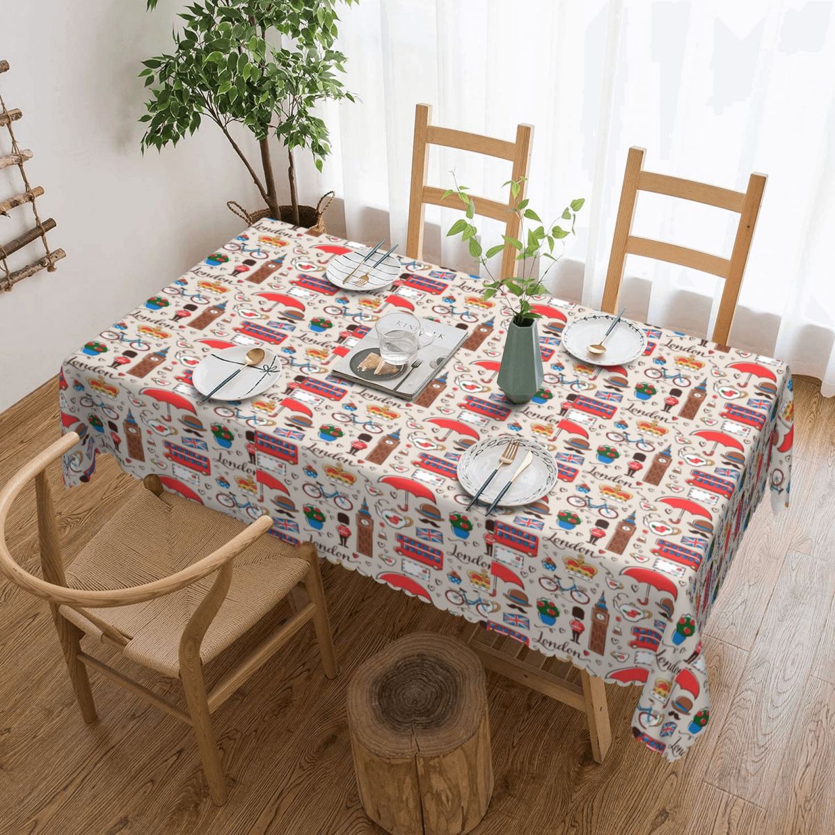 Home Textiles Uk - 防水テーブルクロス,花柄,長方形,英国旗,チュニック,赤,バステーブルカバー