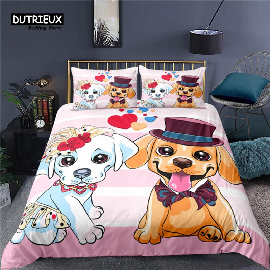 Home Textiles Uk - 子供用の豪華な3D犬用寝具セット,快適な羽毛布団カバー,ホームテキスタイル,クイーンとキング,EU, US, AU, UKサイズ