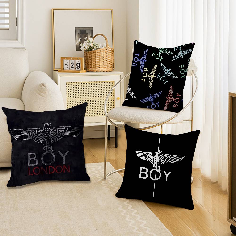 Home Textiles London - クラシック B-Boy L-London ロゴ枕カバー漫画ソファ装飾ホーム両面印刷ショートぬいぐるみかわいいクッションカバー