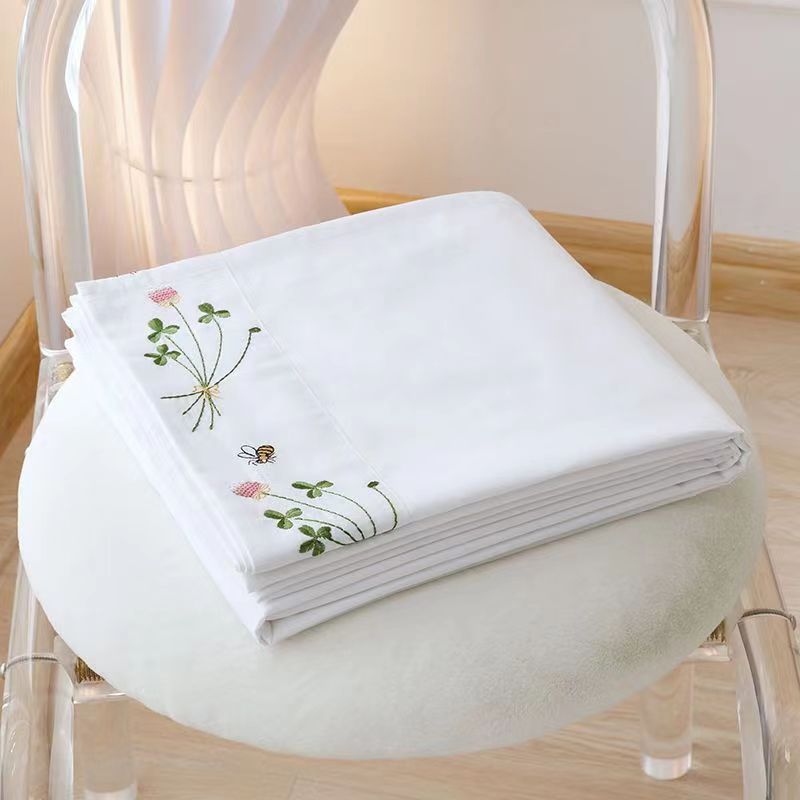 Luxury Home Textiles Usa - 純白の寝具シート,花が刺繍されたベッドシーツ,綿100% の寝具,豪華なベッドカバー,テキスタイル,クイーンサイズ