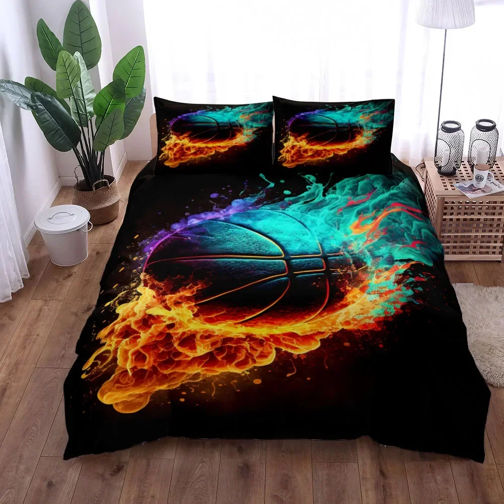 Home Textiles Uk - 素晴らしい3Dプリントバスケットボール柄布団カバーセット、英国シングル、ダブル、キング、米国ツイン、フル、クイーン、キングサイズベッドリネンセット、ホームテキスタイル寝具