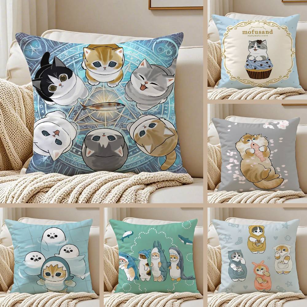 Luxury Home Textiles Usa - 高級で可愛いモフサンド猫柄枕カバー 防ダニ 隠しファスナー ソファベッド用