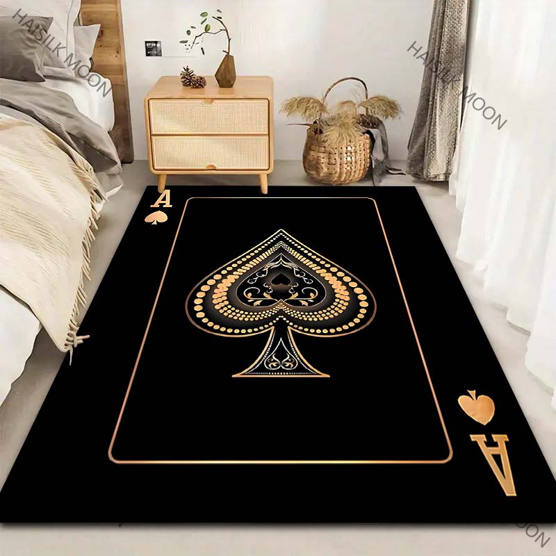 6種類の黒のトランプ「スペードのエース」柄のカーペット、リビ - Luxury Home Textiles Usa のレビューと価格