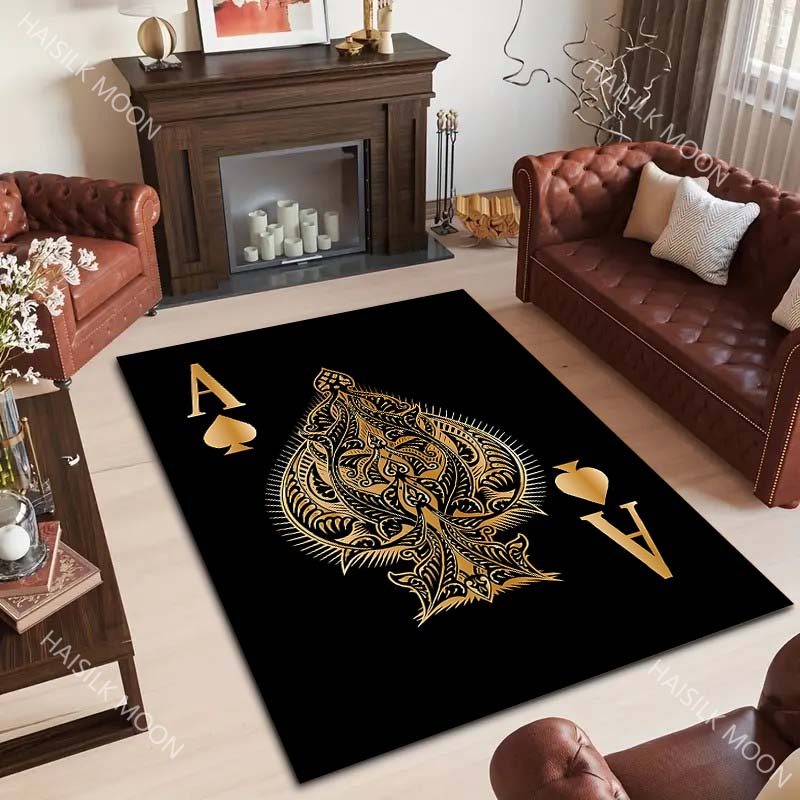 6種類の黒のトランプ「スペードのエース」柄のカーペット、リビ - Luxury Home Textiles Usa のレビューと価格