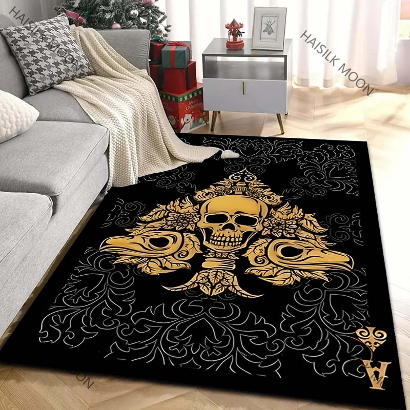6種類の黒のトランプ「スペードのエース」柄のカーペット、リビ - Luxury Home Textiles Usa のレビューと価格