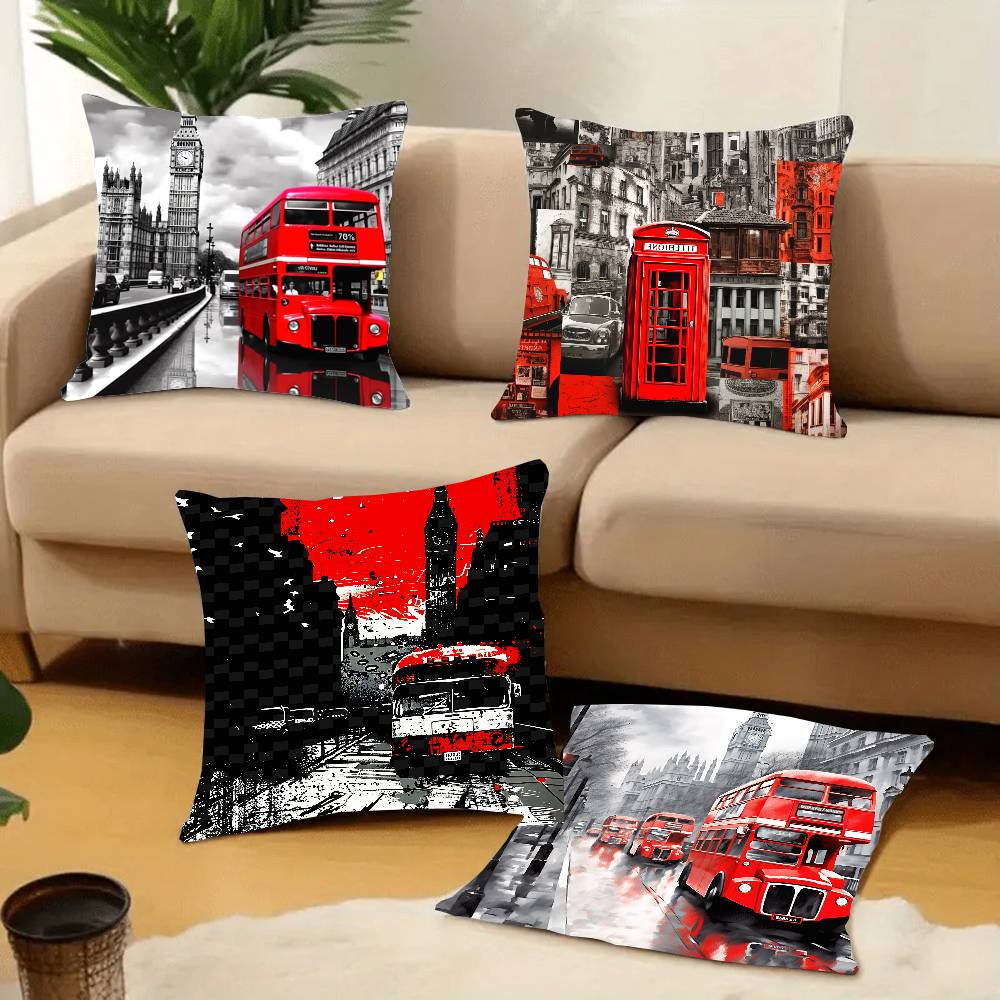 ロンドンレッドバスプリント枕カバーホームデコレーションソファ - Home Textiles London のレビューと価格