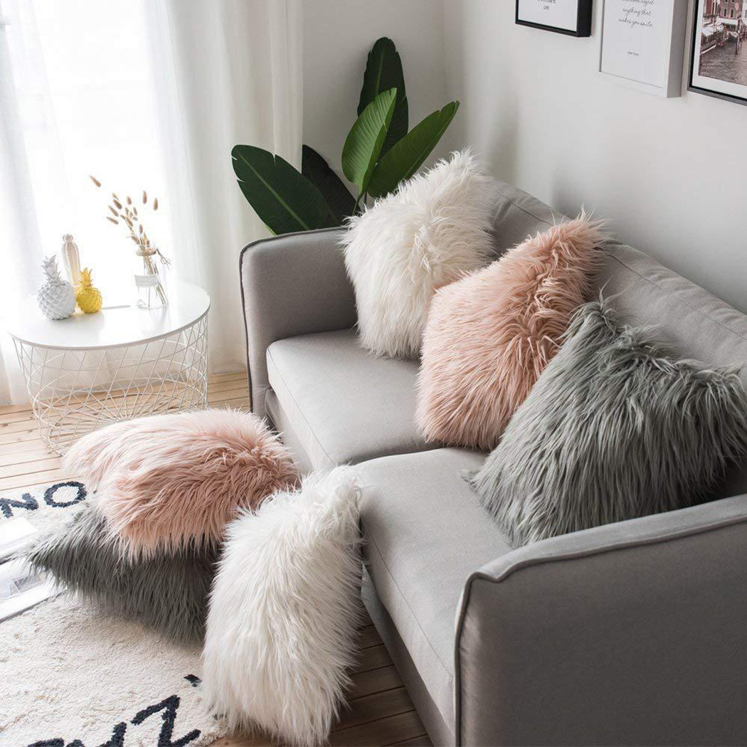 長くて柔らかい毛皮の枕カバー,豪華な正方形の豪華な枕カバー, - Luxury Home Textiles Usa のレビューと価格