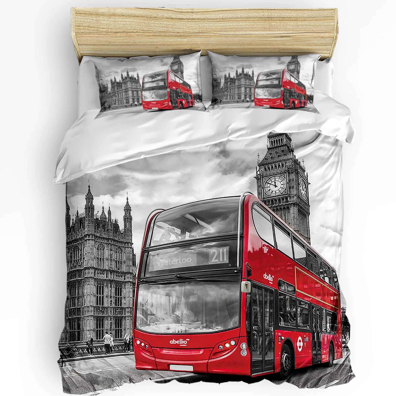 ロンドンストリート赤バスビッグベン布団カバー枕ケース付きカス - Home Textiles London のレビューと価格