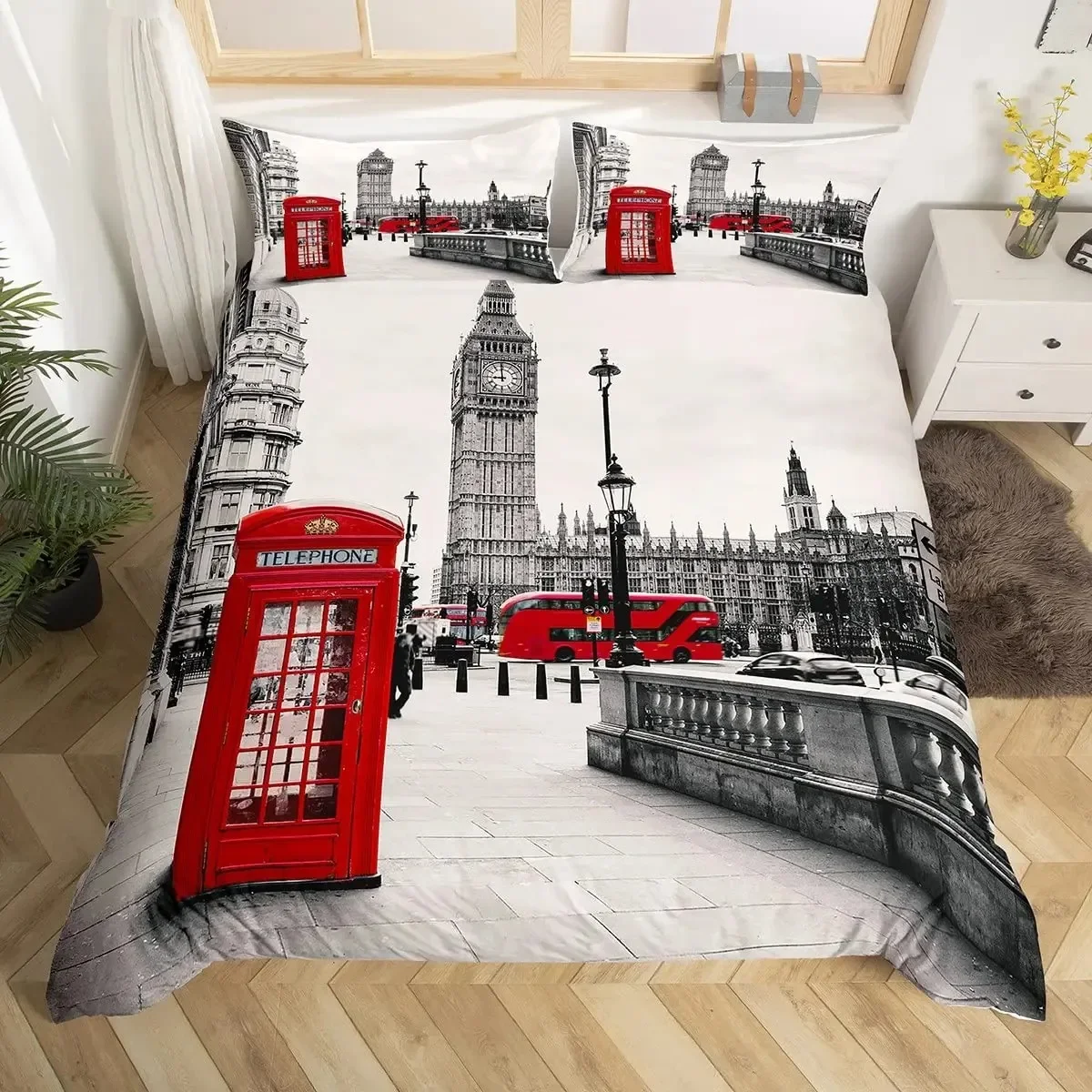ロンドン電話ボックスビッグベン快適な布団キルトカバー枕カバー - Home Textiles London のレビューと価格
