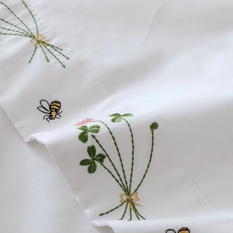 純白の寝具シート,花が刺繍されたベッドシーツ,綿100% の - Luxury Home Textiles Usa のレビューと価格
