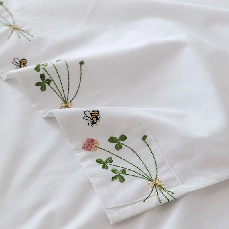 純白の寝具シート,花が刺繍されたベッドシーツ,綿100% の - Luxury Home Textiles Usa のレビューと価格