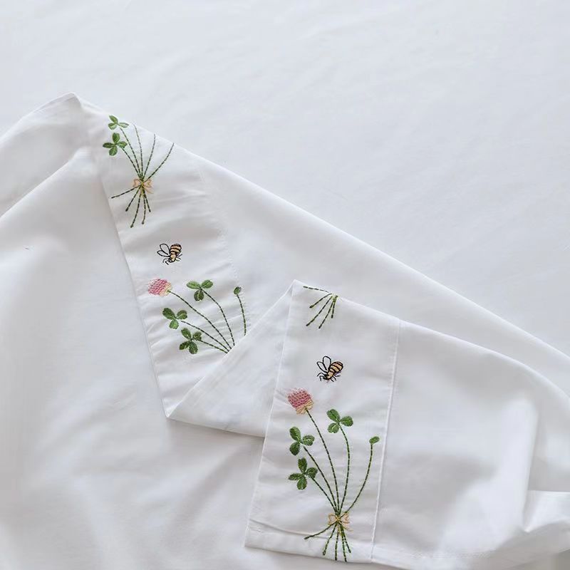 純白の寝具シート,花が刺繍されたベッドシーツ,綿100% の - Luxury Home Textiles Usa のレビューと価格