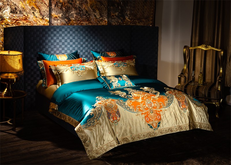 金色の刺繍が施された掛け布団カバーセット,掛け布団カバー,寝 - Luxury Home Textiles Usa のレビューと価格
