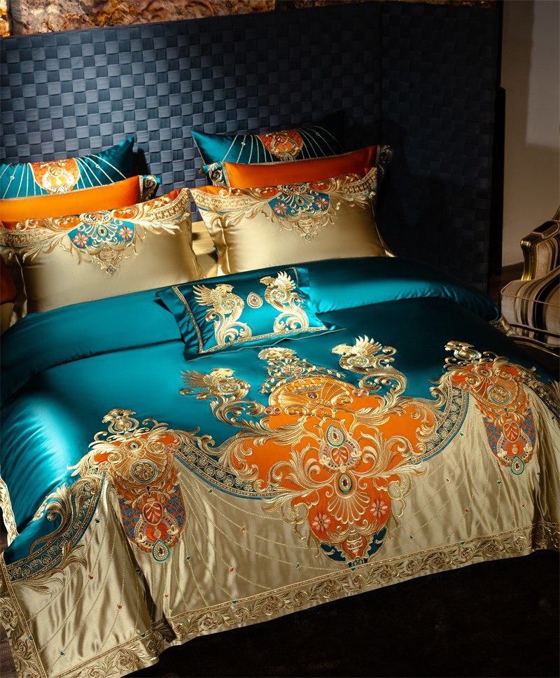 金色の刺繍が施された掛け布団カバーセット,掛け布団カバー,寝 - Luxury Home Textiles Usa のレビューと価格
