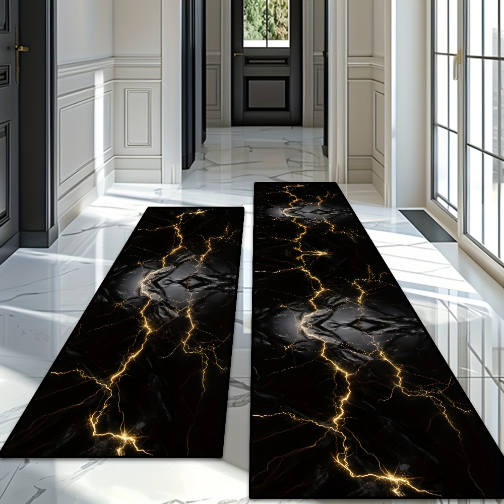 VIKAMA ライトラグジュアリーブラックゴールドフローゴー - Luxury Home Textiles Usa のレビューと価格