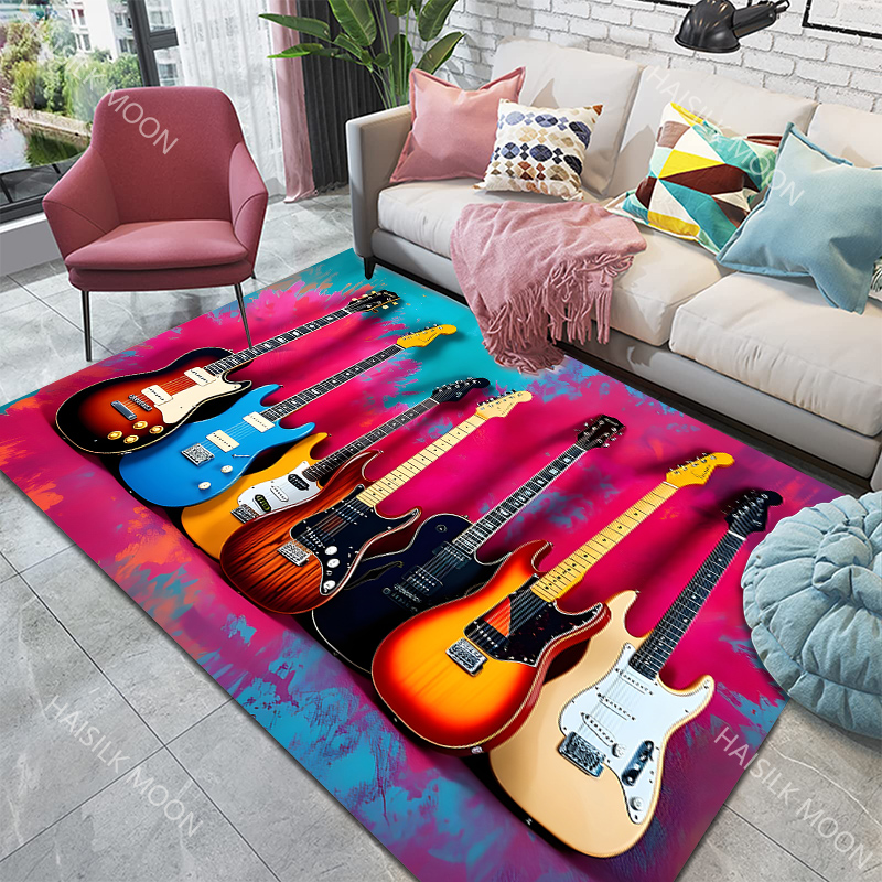 音楽愛好家ロックギターパターンカーペットリビングルームベッド - Luxury Home Textiles Usa のレビューと価格