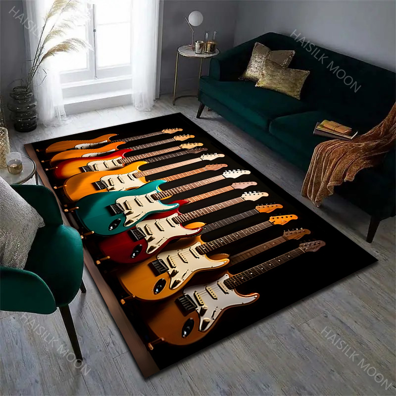音楽愛好家ロックギターパターンカーペットリビングルームベッド - Luxury Home Textiles Usa のレビューと価格