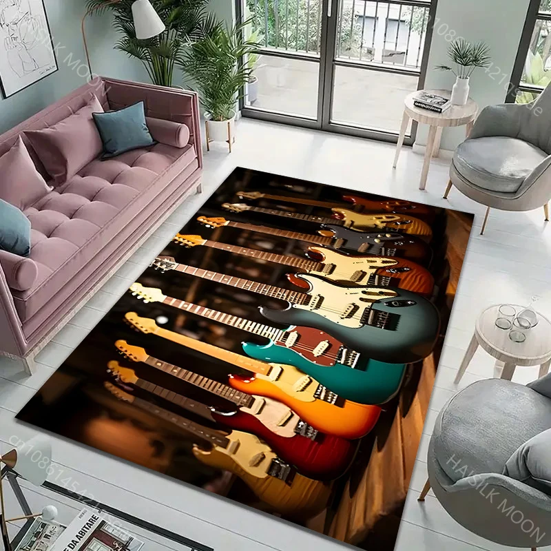 音楽愛好家ロックギターパターンカーペットリビングルームベッド - Luxury Home Textiles Usa のレビューと価格
