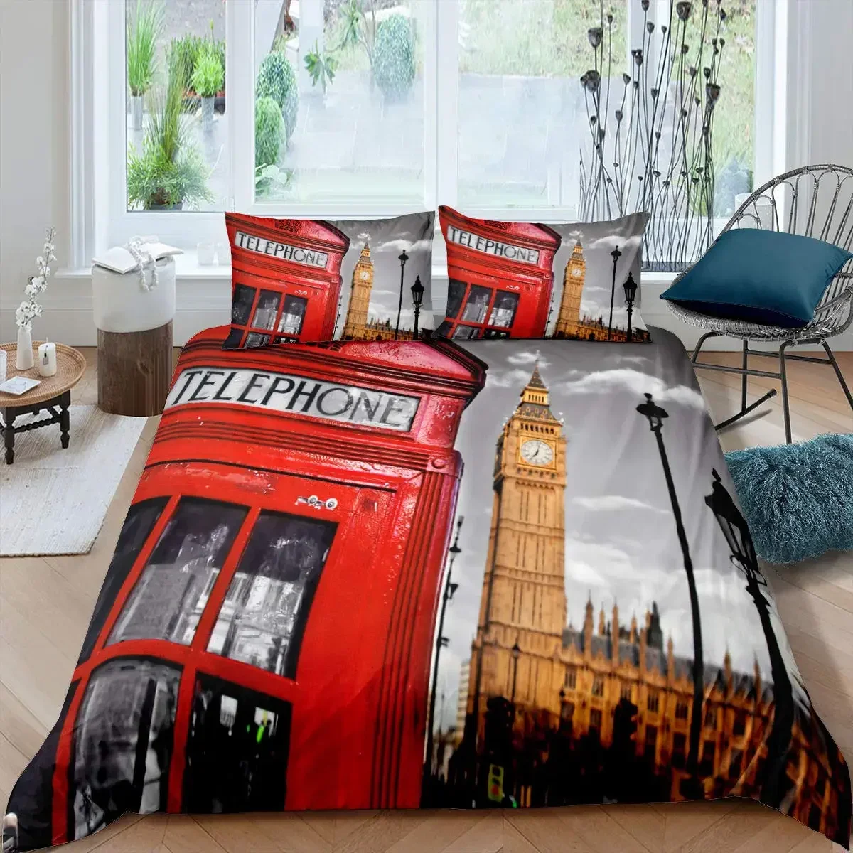 ロンドン電話ボックス快適な布団キルトカバー枕カバー寝具セット - Home Textiles London のレビューと価格