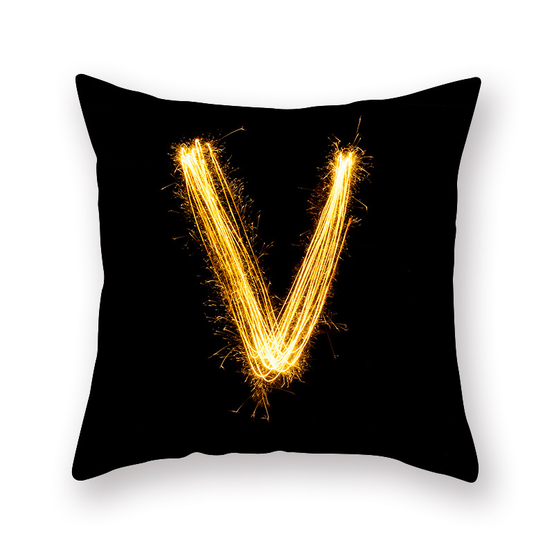 熱い販売枕カバー花火ブラックゴールドアルファベット高級印刷正 - Luxury Home Textiles Usa のレビューと価格